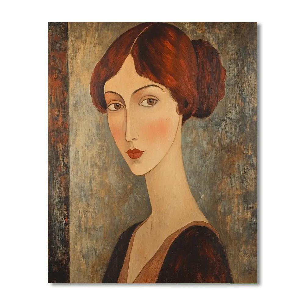 Amedeo Modigliani Inspired Stylized Portrait DIY paint by numbers