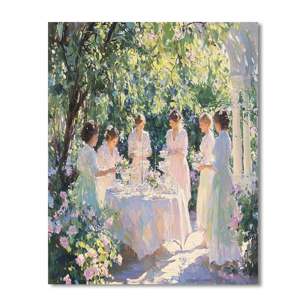 Mary Fairchild MacMonnies Low Inspired Garden Tea Party paint by color