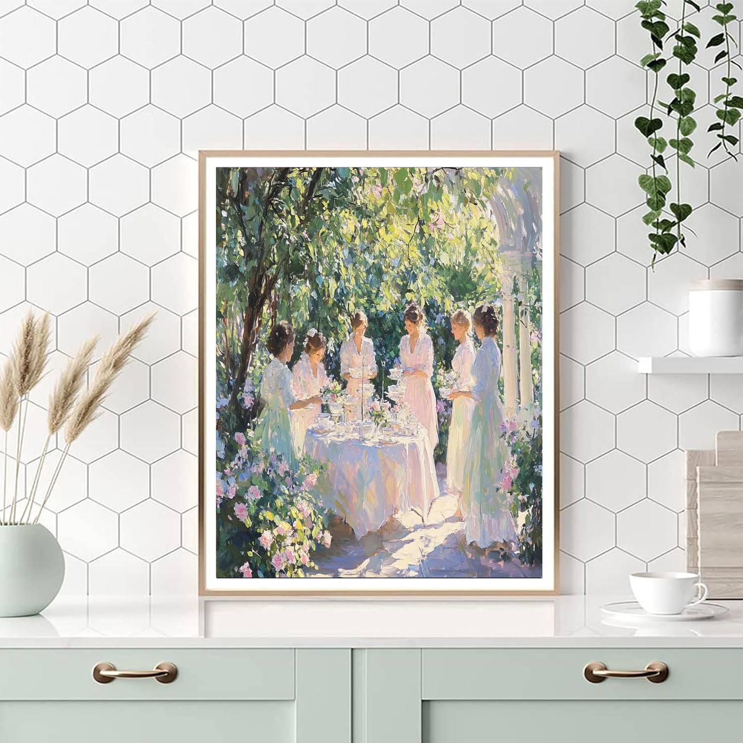 Mary Fairchild MacMonnies Low Inspired Garden Tea Party paint by color