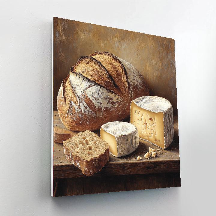 Jean-Baptiste-Siméon Chardin Inspired Still Life With Bread And Cheese paint by number