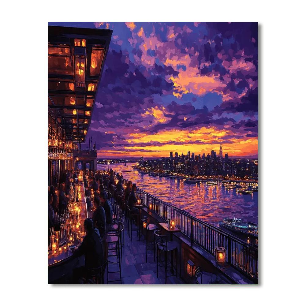 Rooftop Sunset Bar Hong Kong Mid Levels Number painting