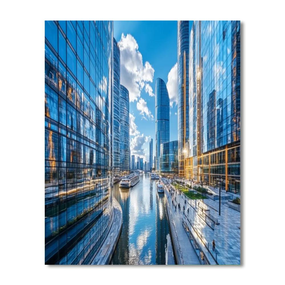 Lujiazui Riverside Sketch Shanghai China painting number kit