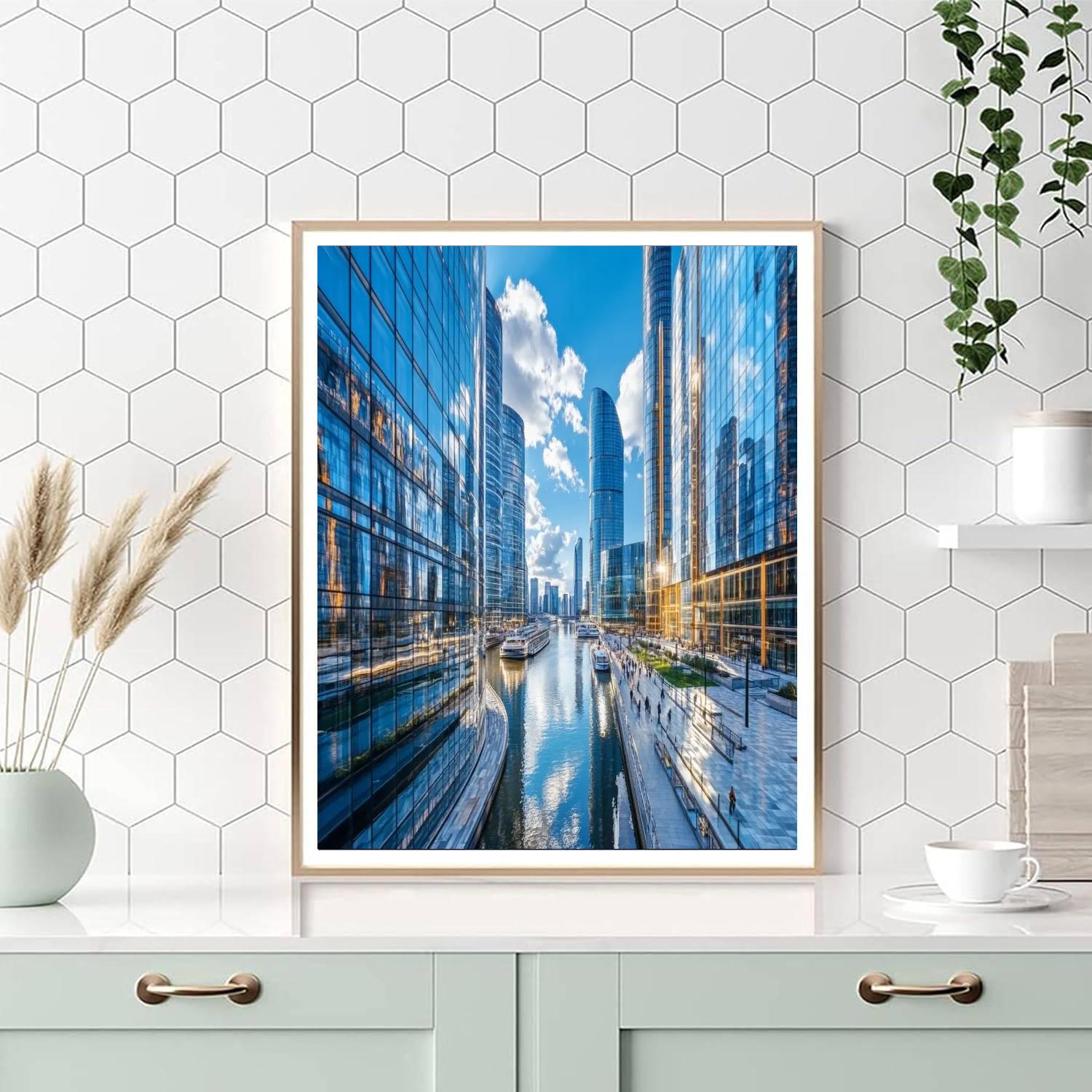 Lujiazui Riverside Sketch Shanghai China painting number kit