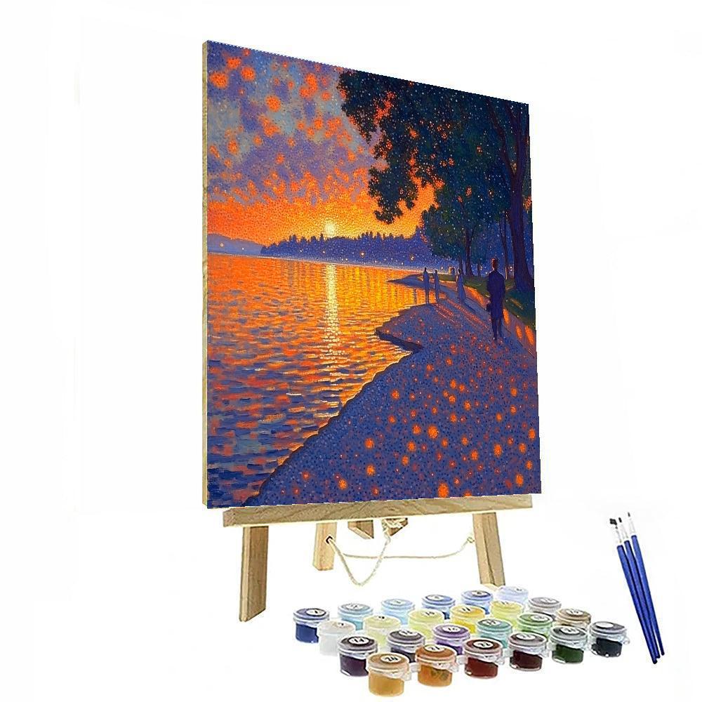 Georges Seurat Inspired Sunset At The Lakeshore DIY paint by numbers