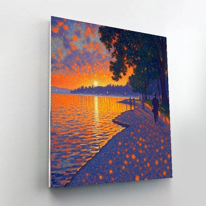 Georges Seurat Inspired Sunset At The Lakeshore DIY paint by numbers