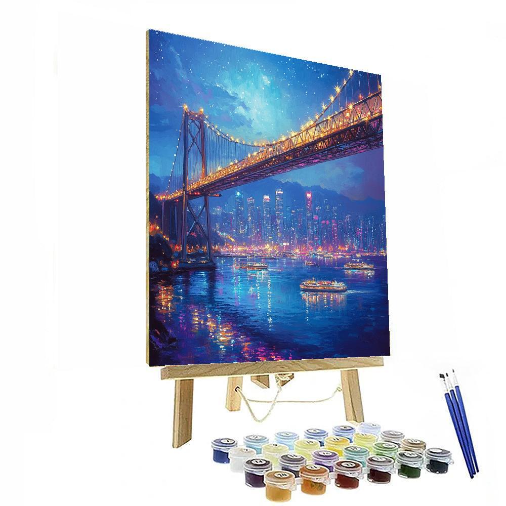 Tokyo Bay Rainbow Bridge Night View Japan Number painting