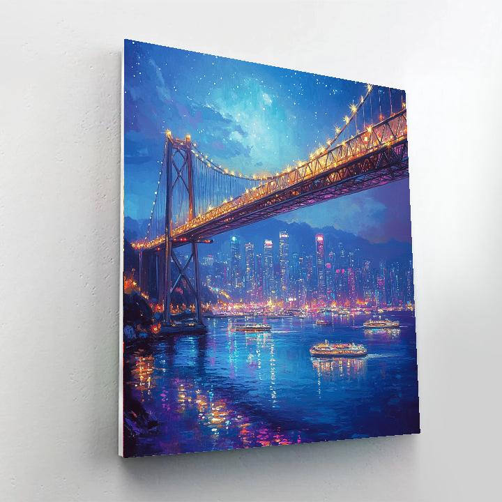 Tokyo Bay Rainbow Bridge Night View Japan Number painting