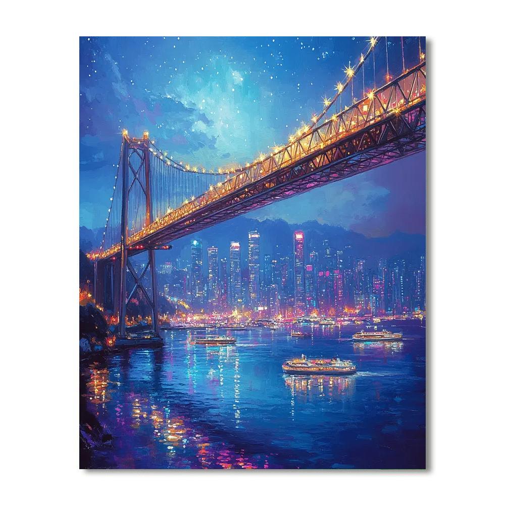 Tokyo Bay Rainbow Bridge Night View Japan Number painting
