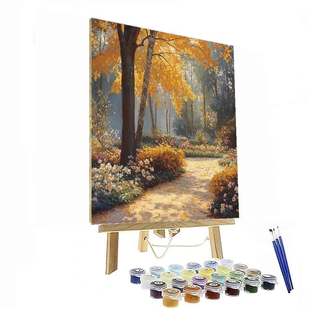 Edmund Charles Tarbell Inspired Autumn Garden Scene Number painting