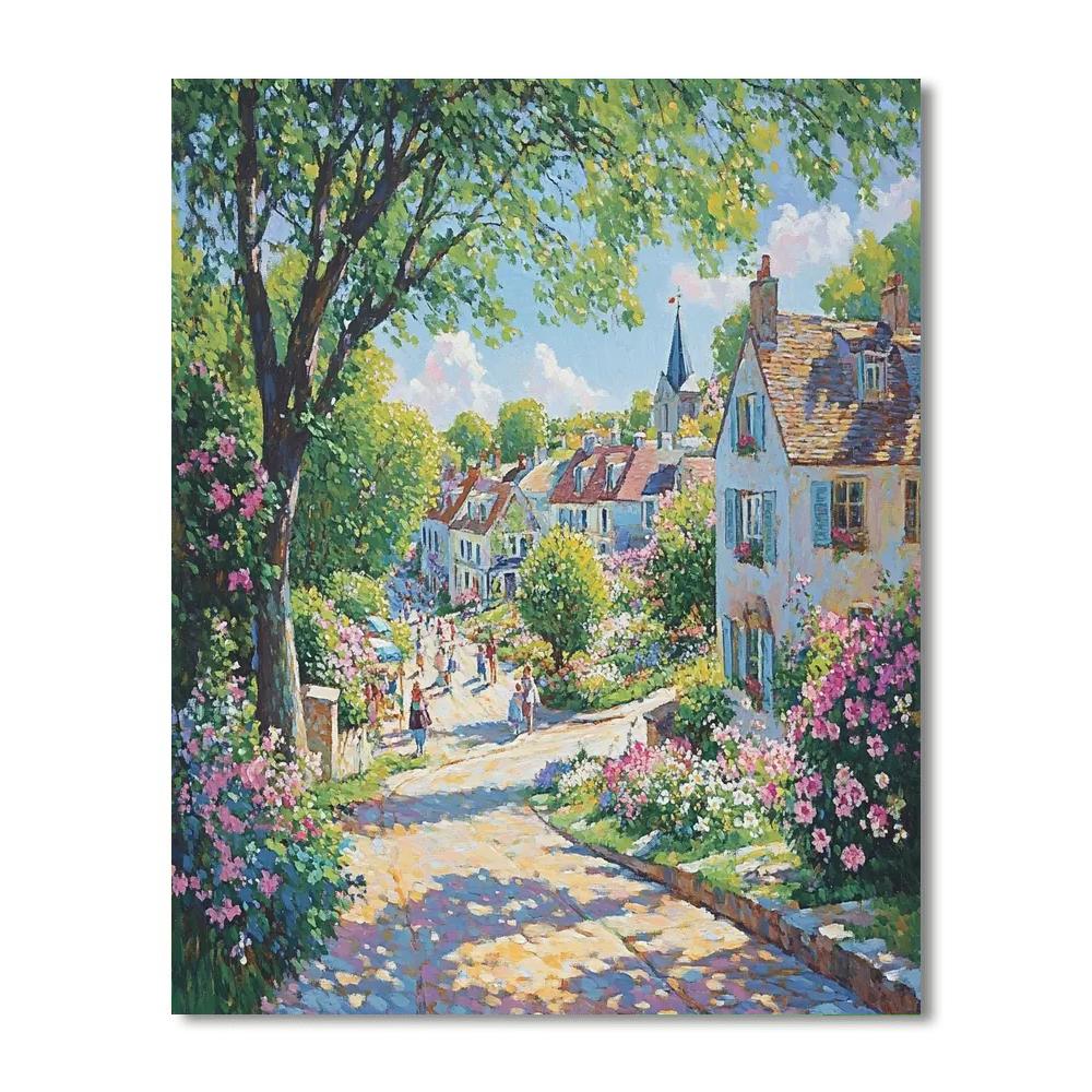 Camille Pissarro Inspired Village Streets In Spring paint by number