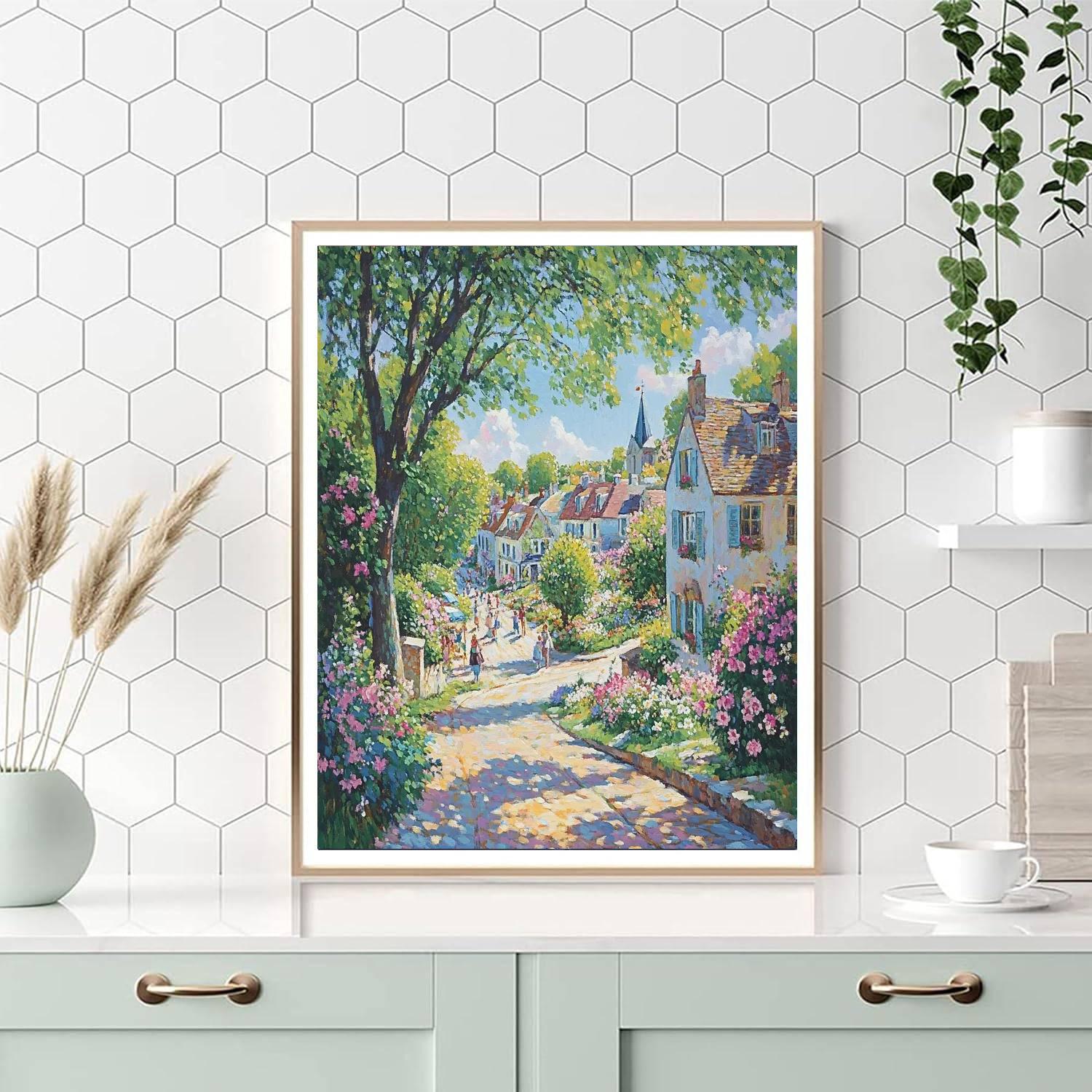 Camille Pissarro Inspired Village Streets In Spring paint by number