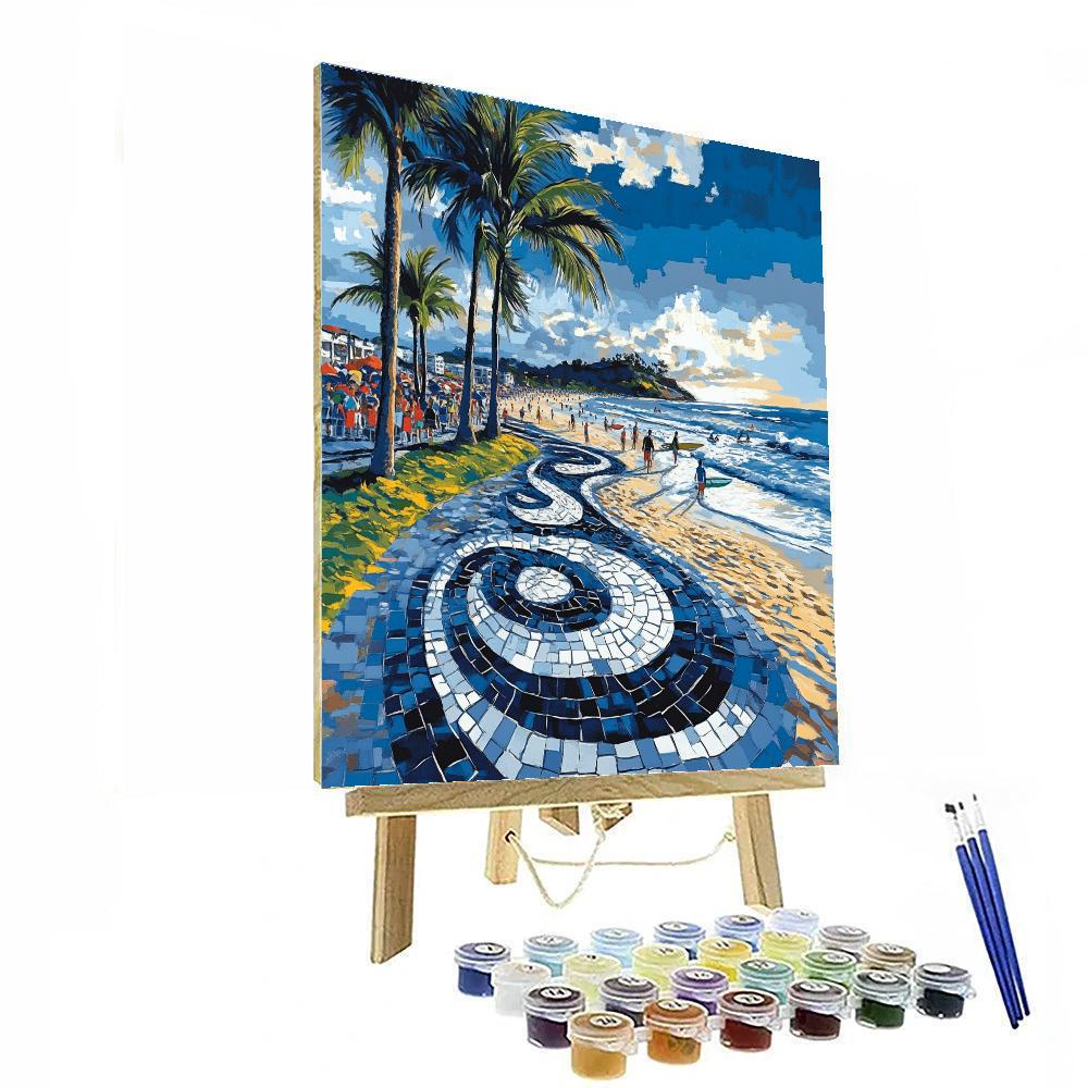 Ipanema Beach Mosaic Walk Rio De Janeiro Brazil paint by color