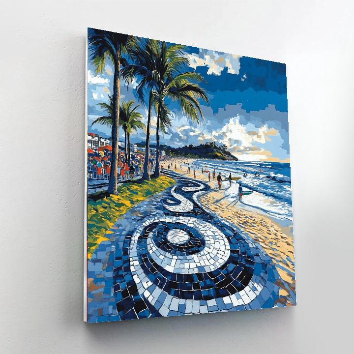 Ipanema Beach Mosaic Walk Rio De Janeiro Brazil paint by color