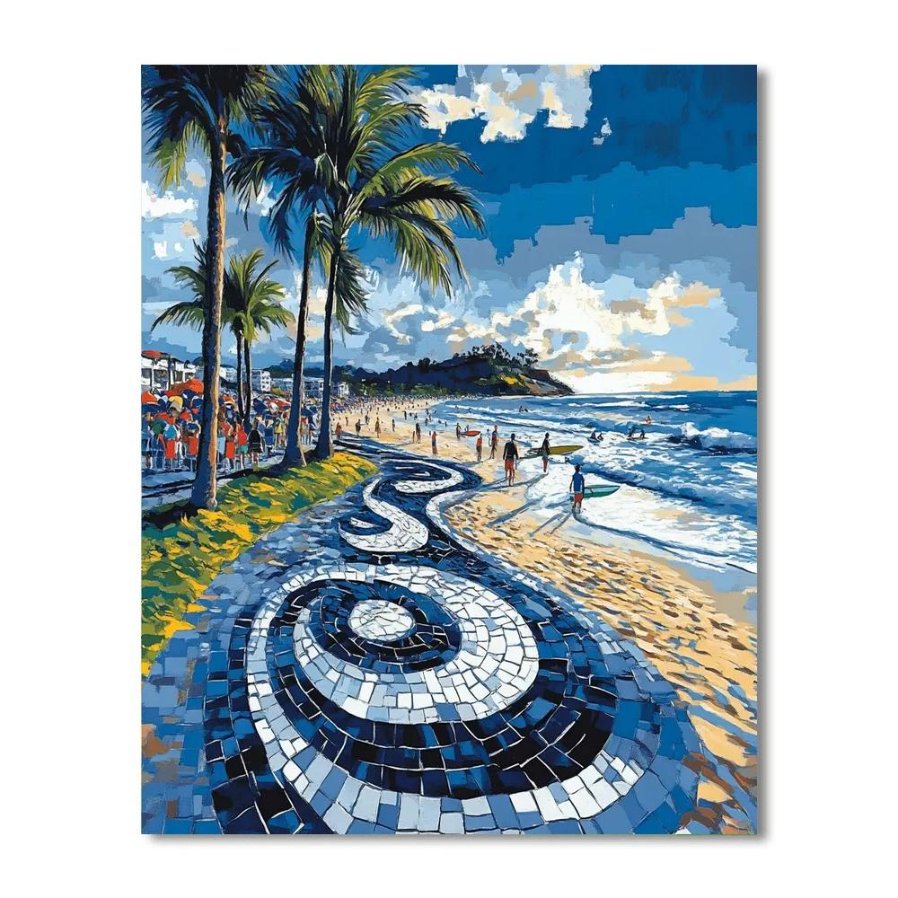 Ipanema Beach Mosaic Walk Rio De Janeiro Brazil paint by color
