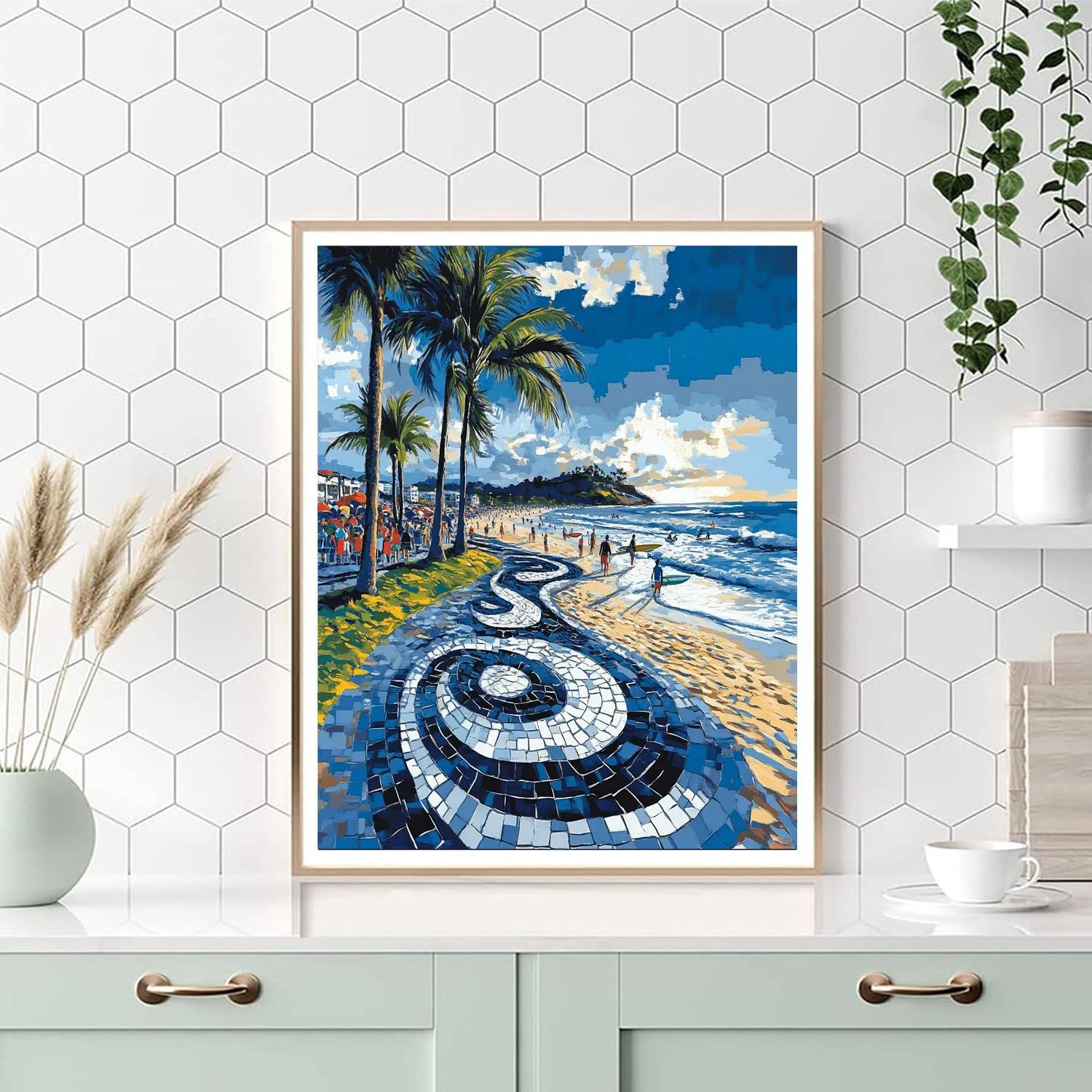 Ipanema Beach Mosaic Walk Rio De Janeiro Brazil paint by color