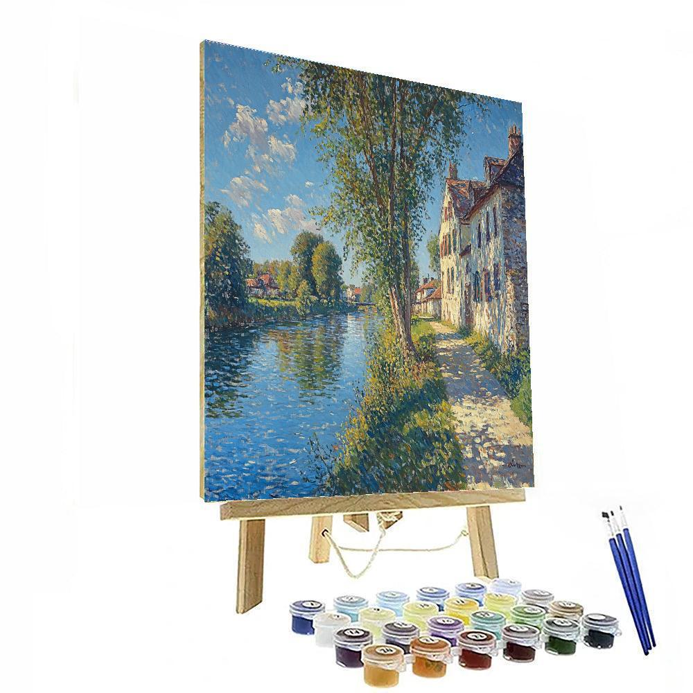 Alfred Sisley Inspired Riverbank Landscape DIY paint by numbers