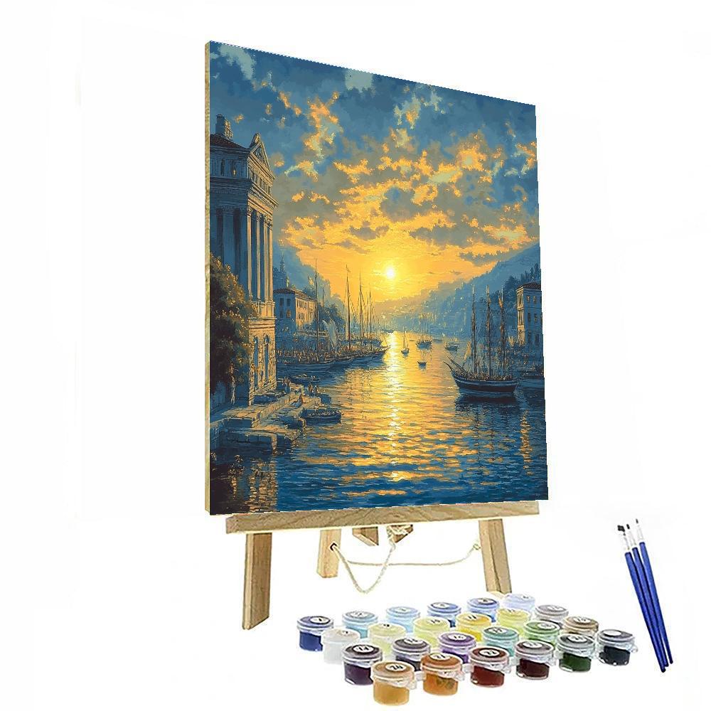 Claude Lorrain Inspired Sunrise Over Ancient Harbor Numbered painting kits