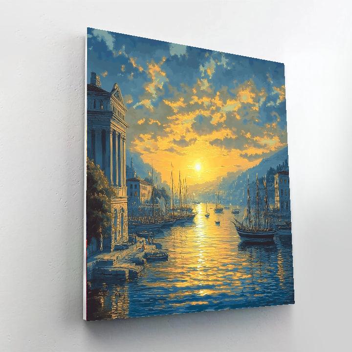 Claude Lorrain Inspired Sunrise Over Ancient Harbor Numbered painting kits