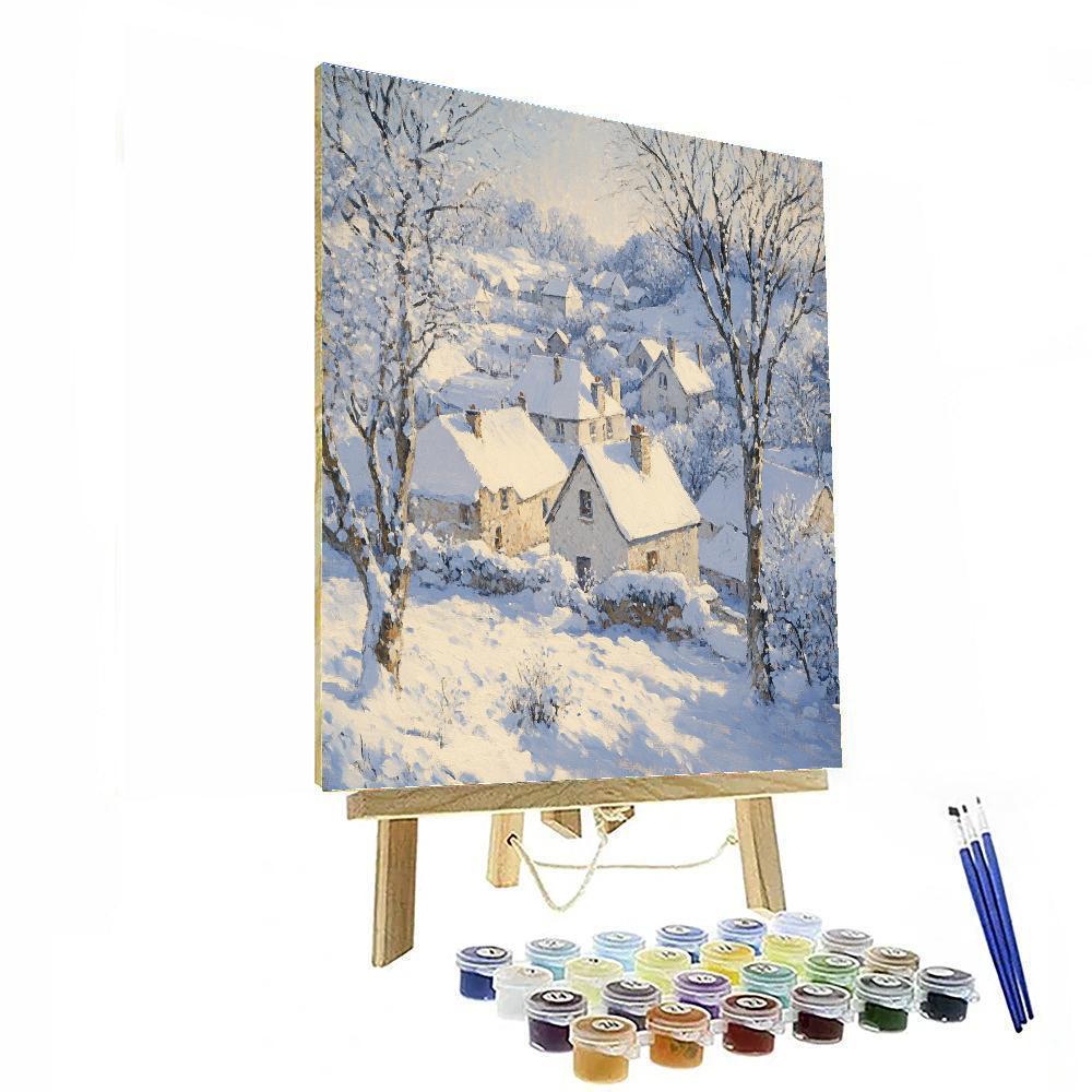 Camille Pissarro Inspired Snowy Village Morning Number painting