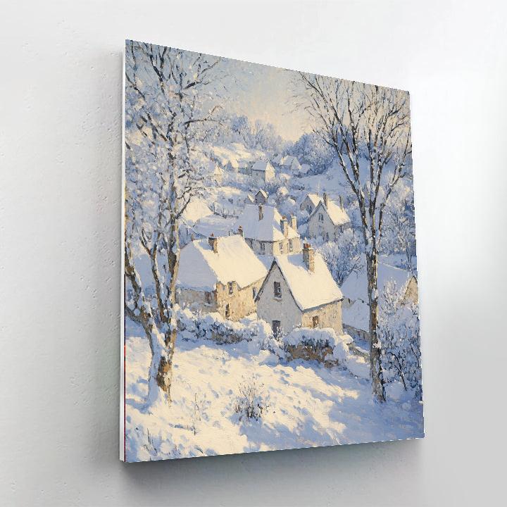 Camille Pissarro Inspired Snowy Village Morning Number painting