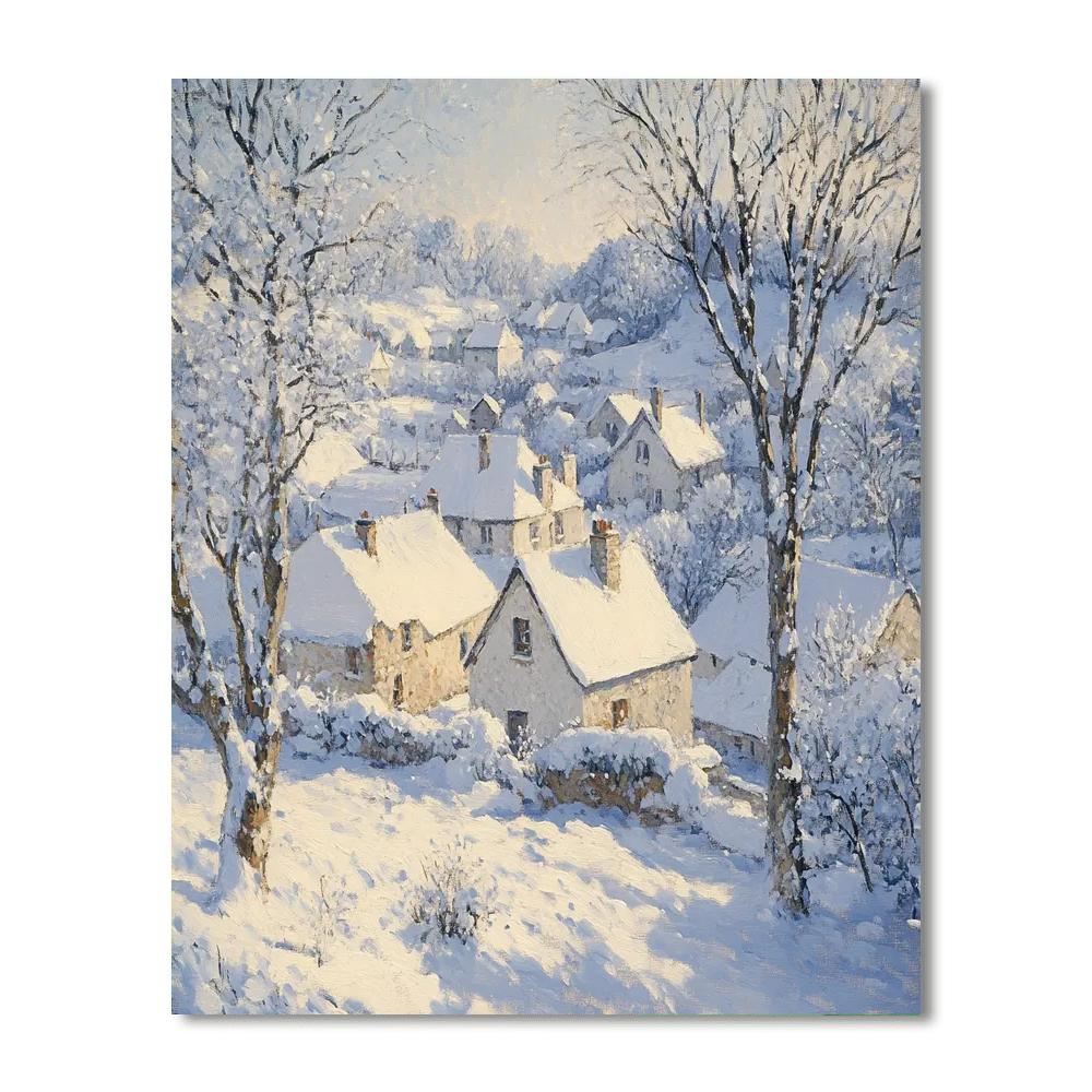 Camille Pissarro Inspired Snowy Village Morning Number painting