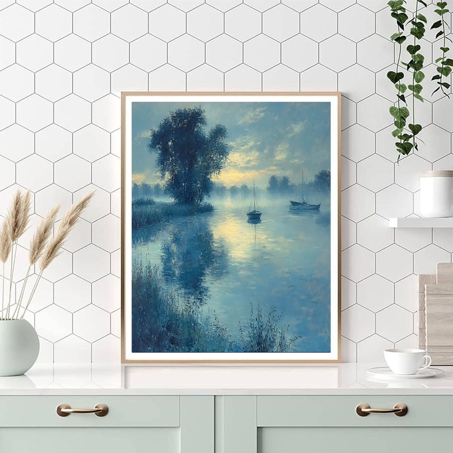 Claude Monet Inspired Foggy River Morning painting number kit
