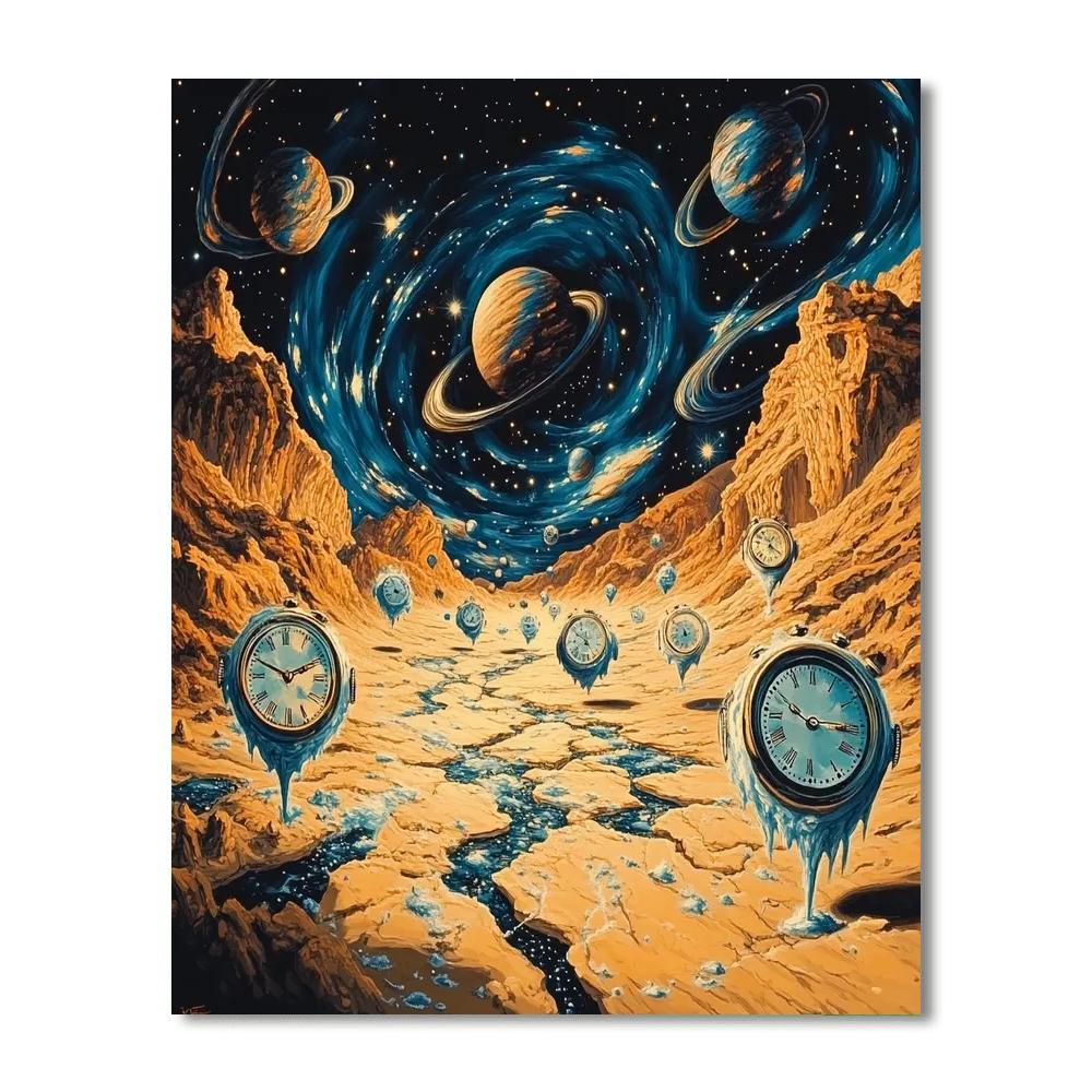 Salvador Dali Inspired Cosmic Clockscape Numbered painting kits