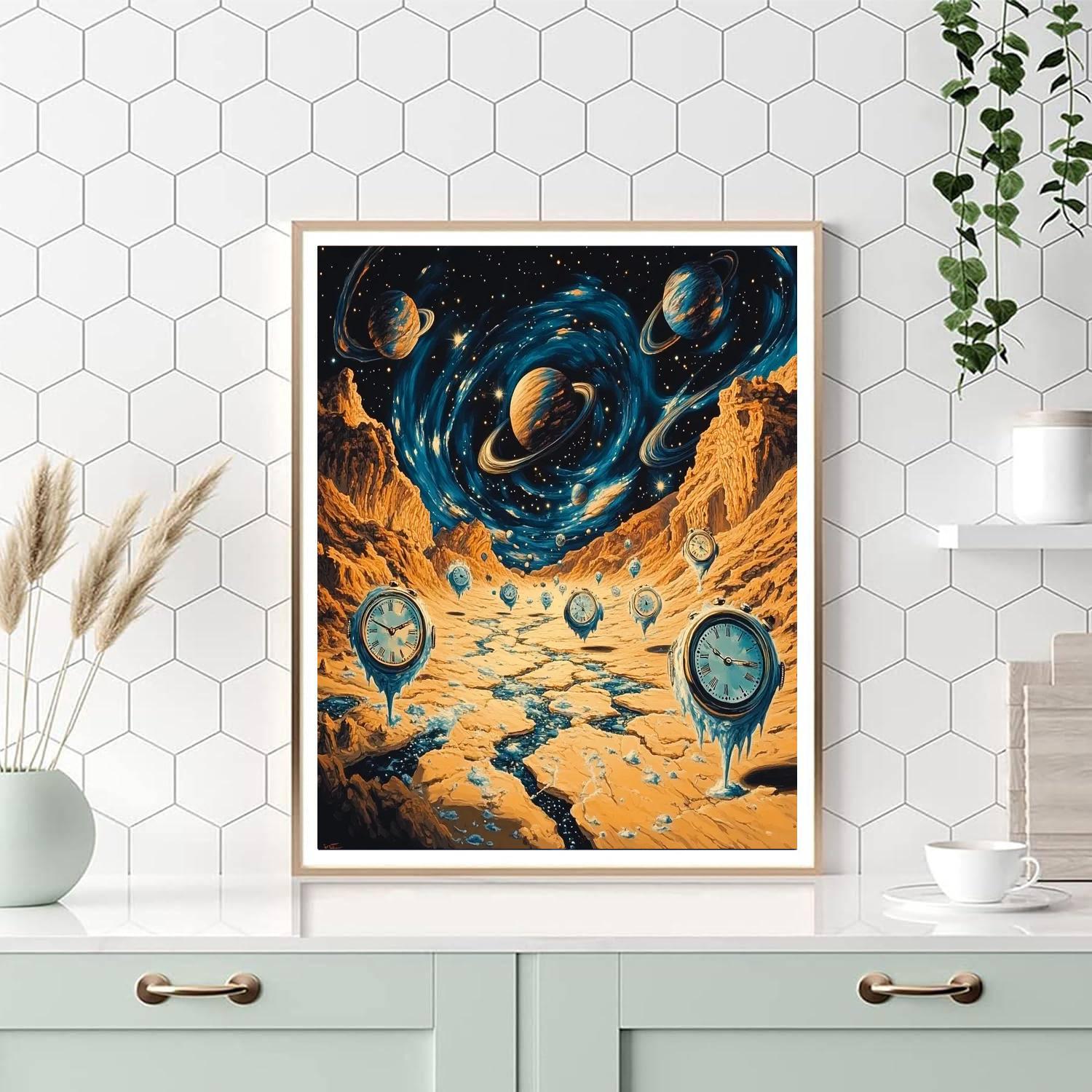 Salvador Dali Inspired Cosmic Clockscape Numbered painting kits