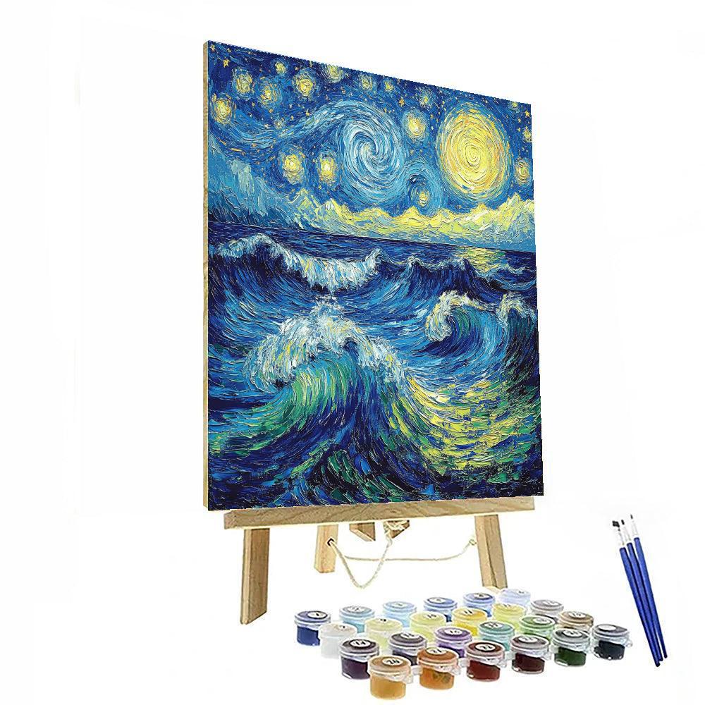 Van Gogh Inspired Starry Ocean Night paint by numbers