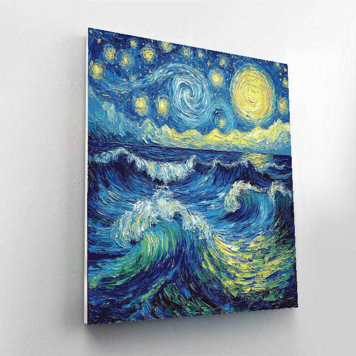 Van Gogh Inspired Starry Ocean Night paint by numbers