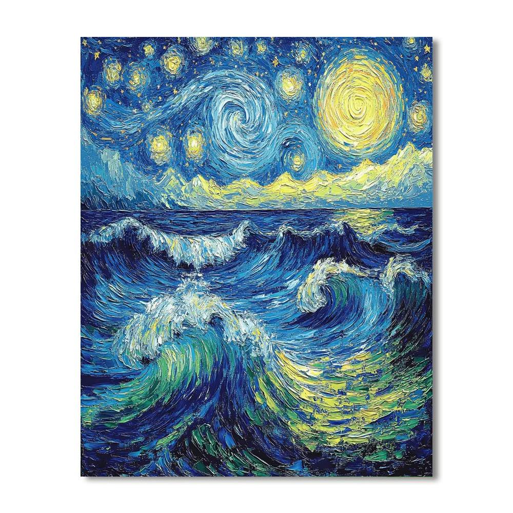 Van Gogh Inspired Starry Ocean Night paint by numbers