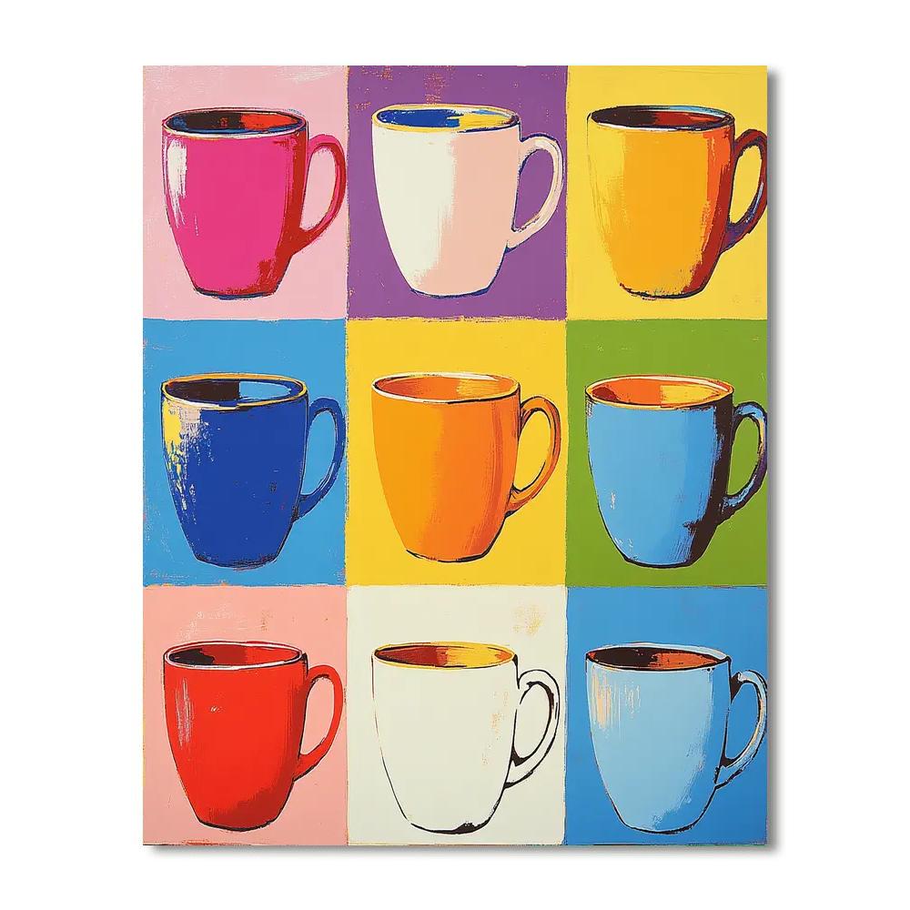 Andy Warhol Inspired Pop Art Coffee Cups Number painting