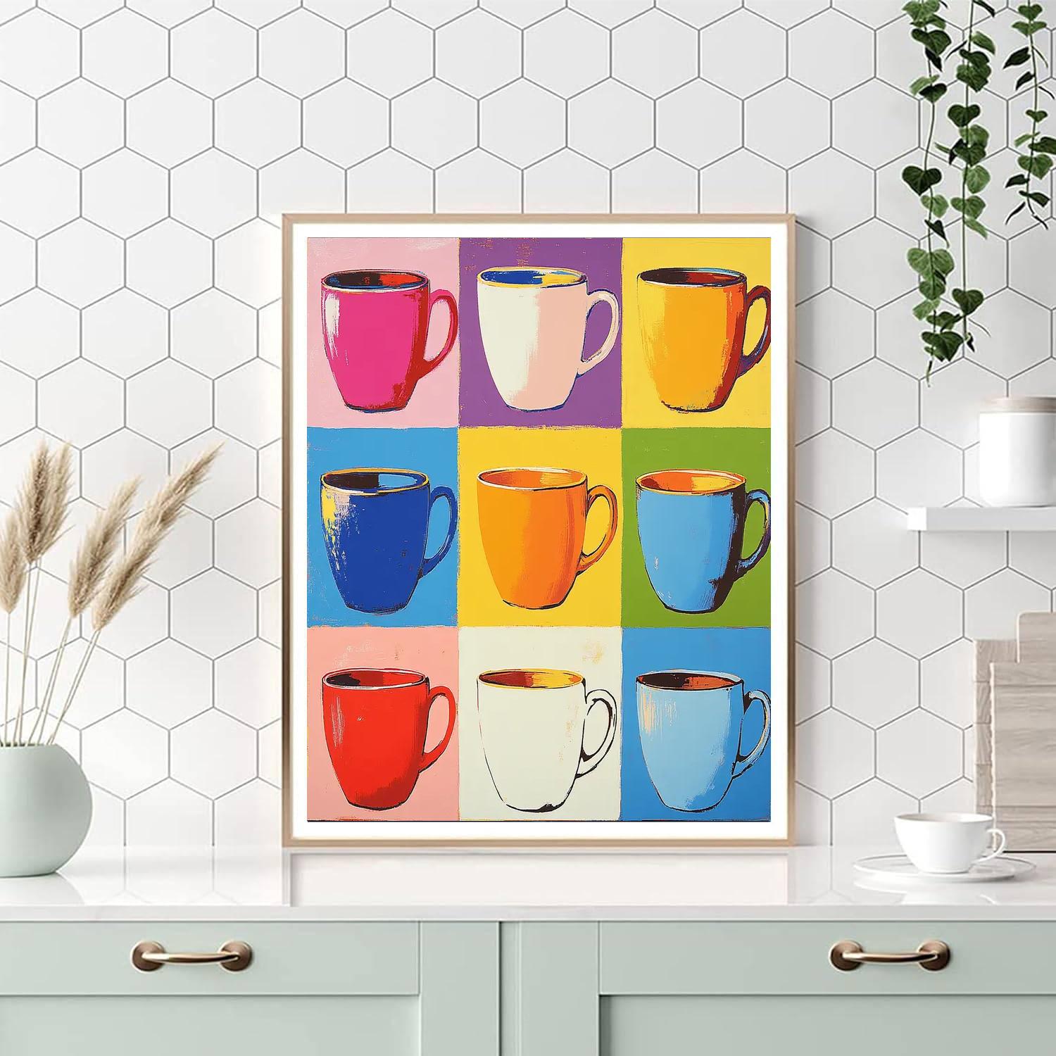 Andy Warhol Inspired Pop Art Coffee Cups Number painting