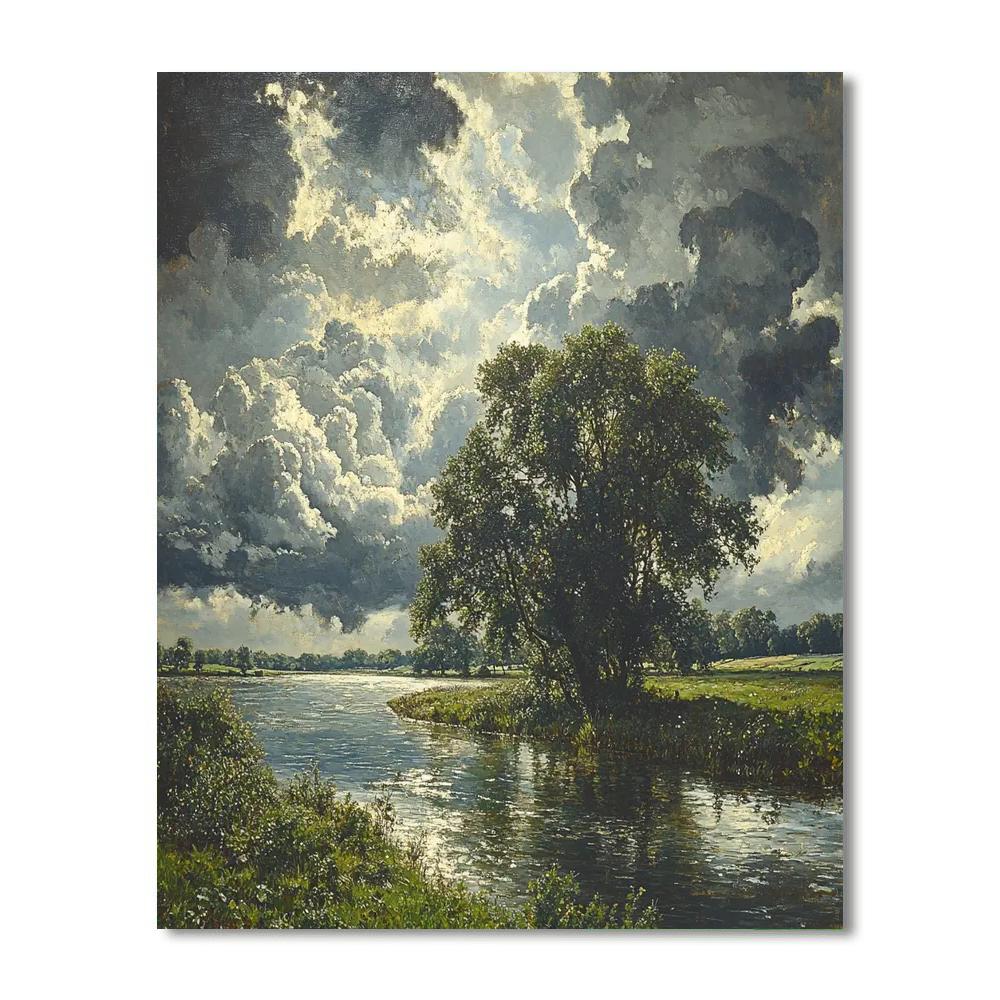 John Constable Inspired Storm Over River Painting by numbers kit