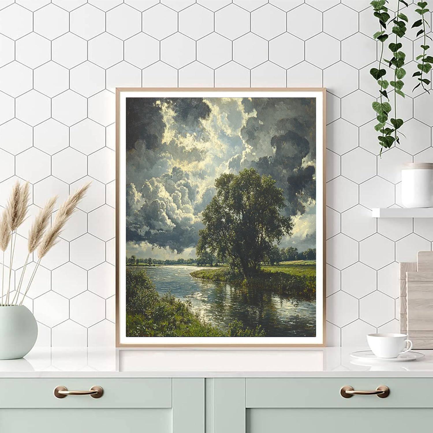 John Constable Inspired Storm Over River Painting by numbers kit