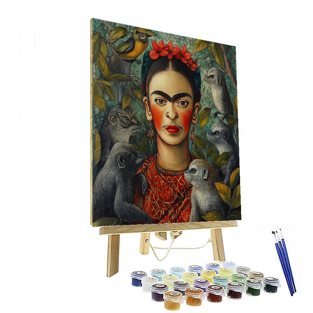 Frida Kahlo Inspired Self Portrait With Animals Paint by numbers art
