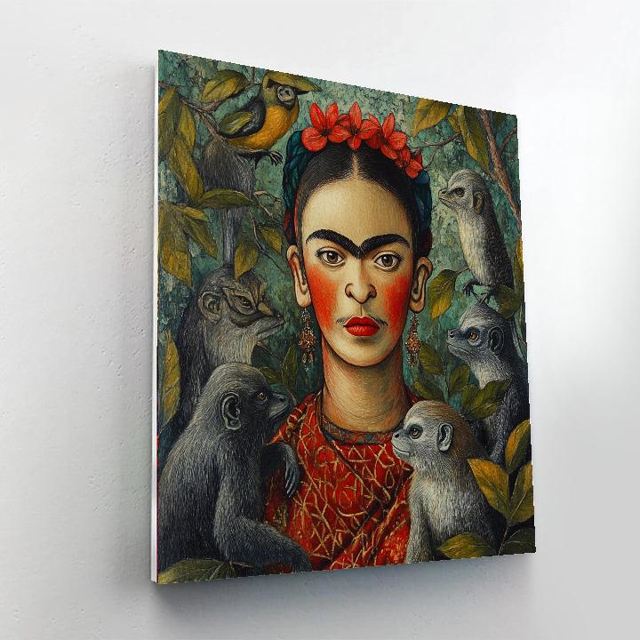 Frida Kahlo Inspired Self Portrait With Animals Paint by numbers art
