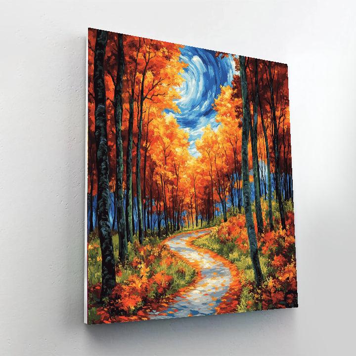 Vincent Van Gogh Inspired Autumn Forest Path paint by color