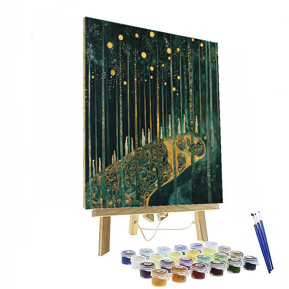 Gustav Klimt Inspired Golden Forest Scene Paint by numbers kits