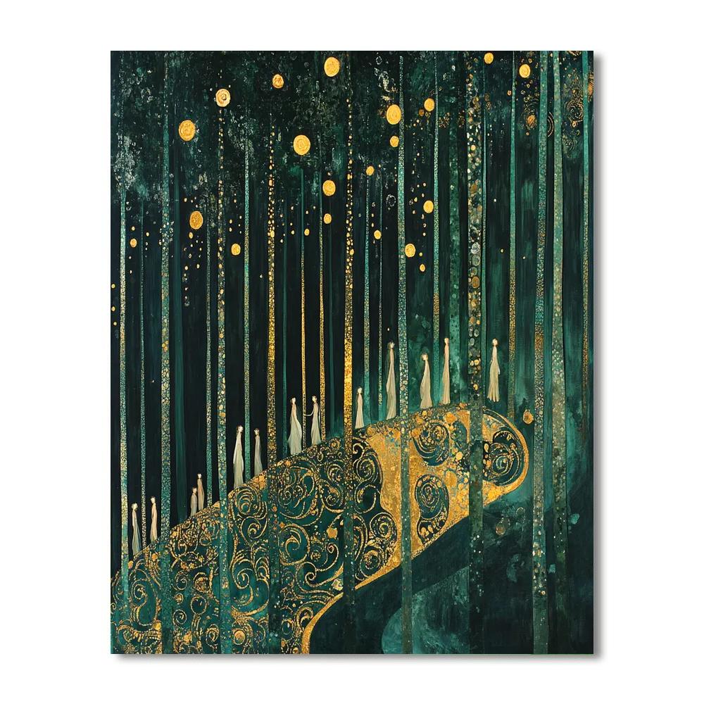 Gustav Klimt Inspired Golden Forest Scene Paint by numbers kits