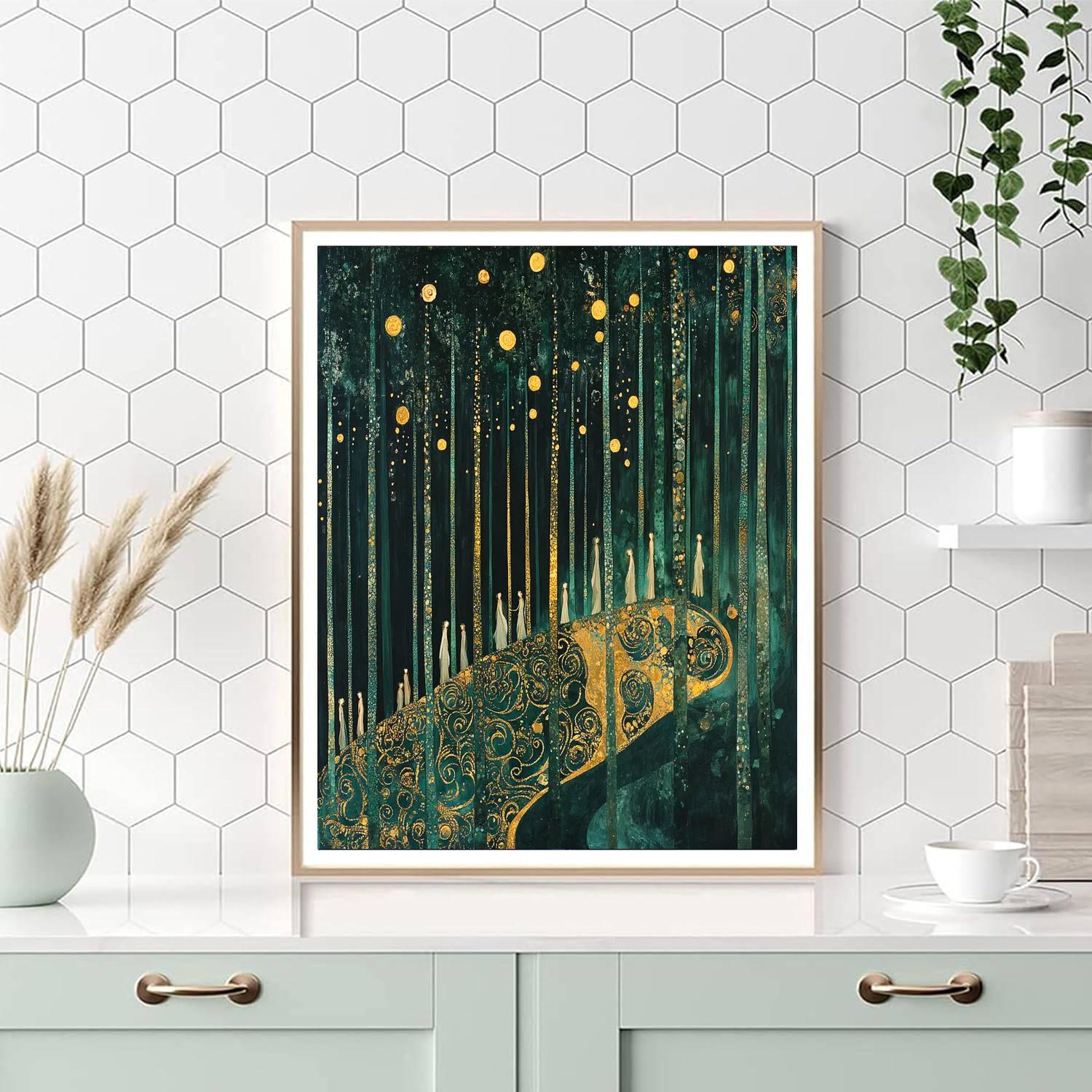 Gustav Klimt Inspired Golden Forest Scene Paint by numbers kits