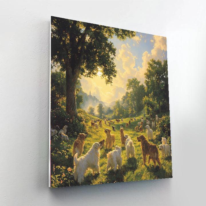 Edwin Landseer Inspired Playful Dogs Paint by numbers art