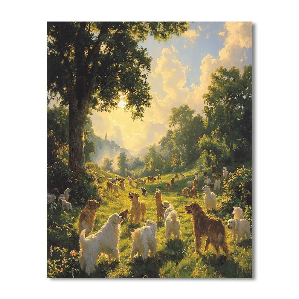 Edwin Landseer Inspired Playful Dogs Paint by numbers art