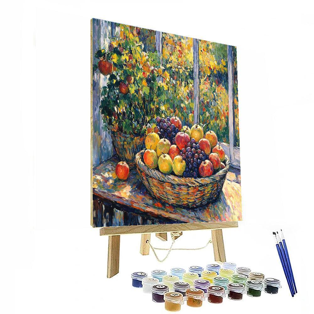 Paul Cézanne Inspired Basket Of Fruit Number painting