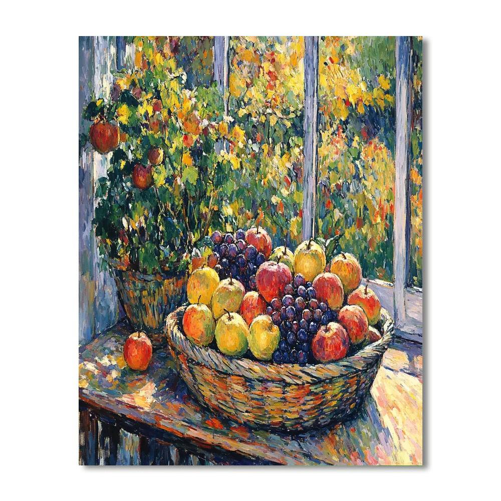 Paul Cézanne Inspired Basket Of Fruit Number painting