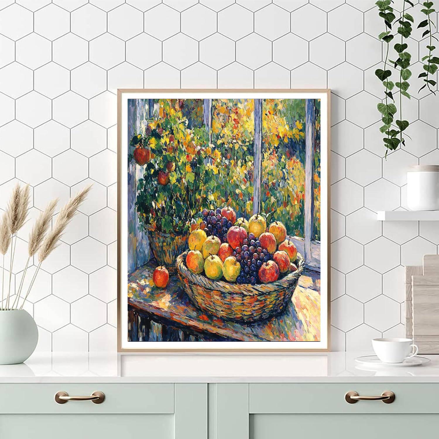 Paul Cézanne Inspired Basket Of Fruit Number painting