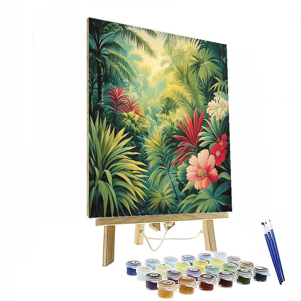 Henri Rousseau Inspired Dream Jungle Scene paint by color