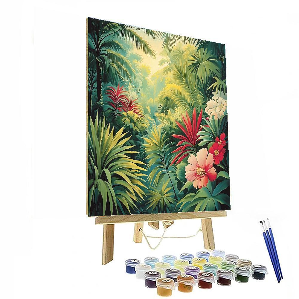 Henri Rousseau Inspired Dream Jungle Scene paint by color