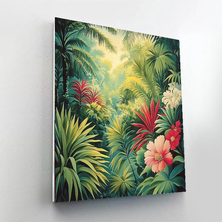 Henri Rousseau Inspired Dream Jungle Scene paint by color