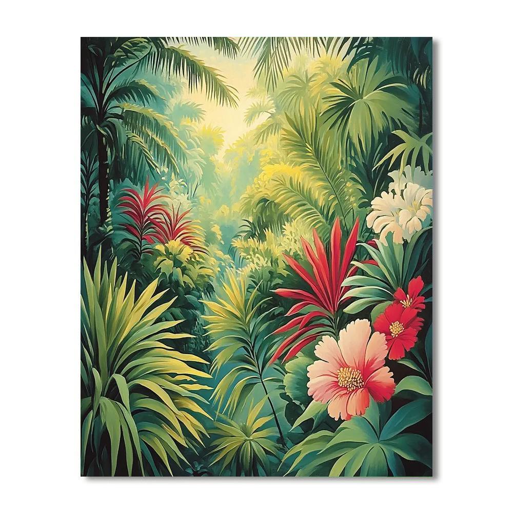 Henri Rousseau Inspired Dream Jungle Scene paint by color